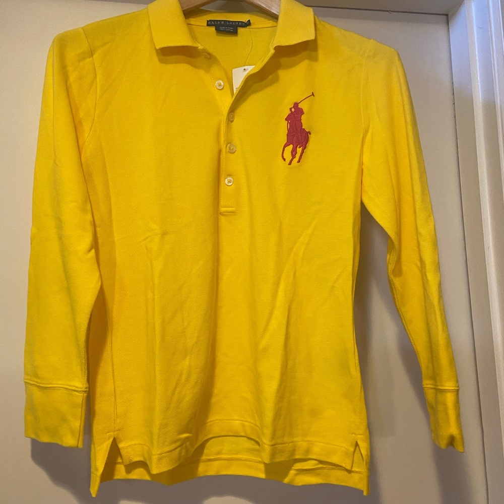 NWT Ralph Lauren Yellow-Pink Big Pony Polo